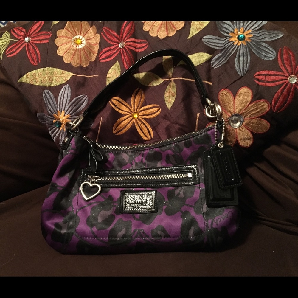 Purple Leopard Print Coach Purse